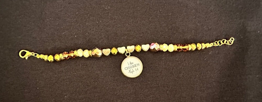 Earthy Goldtone "I Am Chosen" Charm Bracelet