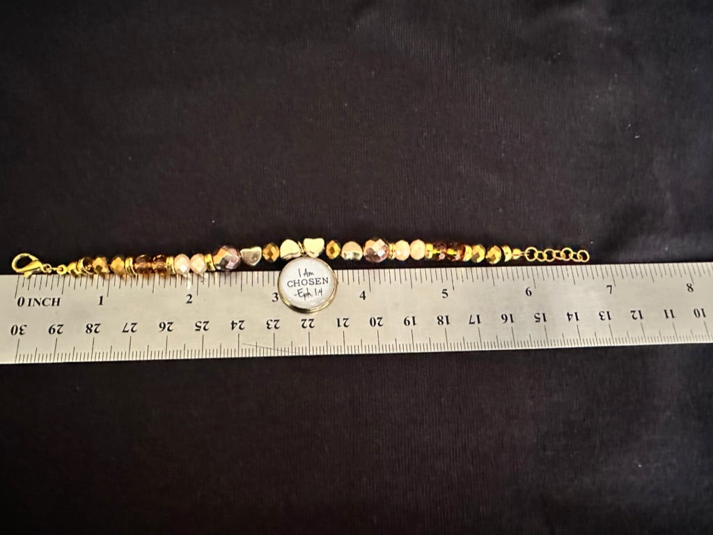 Earthy Goldtone "I Am Chosen" Charm Bracelet