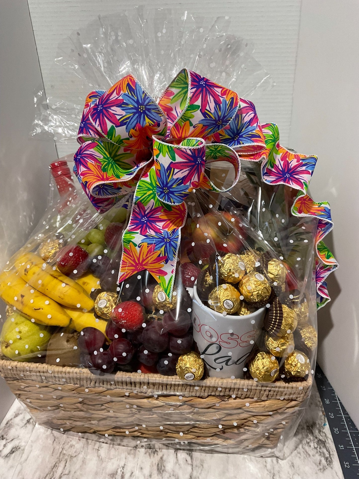 Custom fruit and treats gift basket with fresh fruit and chocolates | Expressions of GRACE Co.