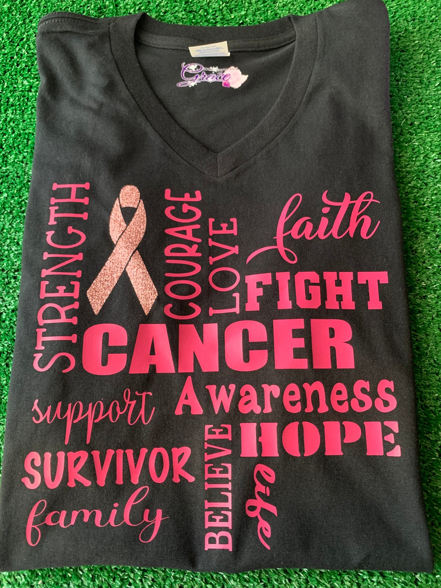 Cancer Awareness V Neck Tee