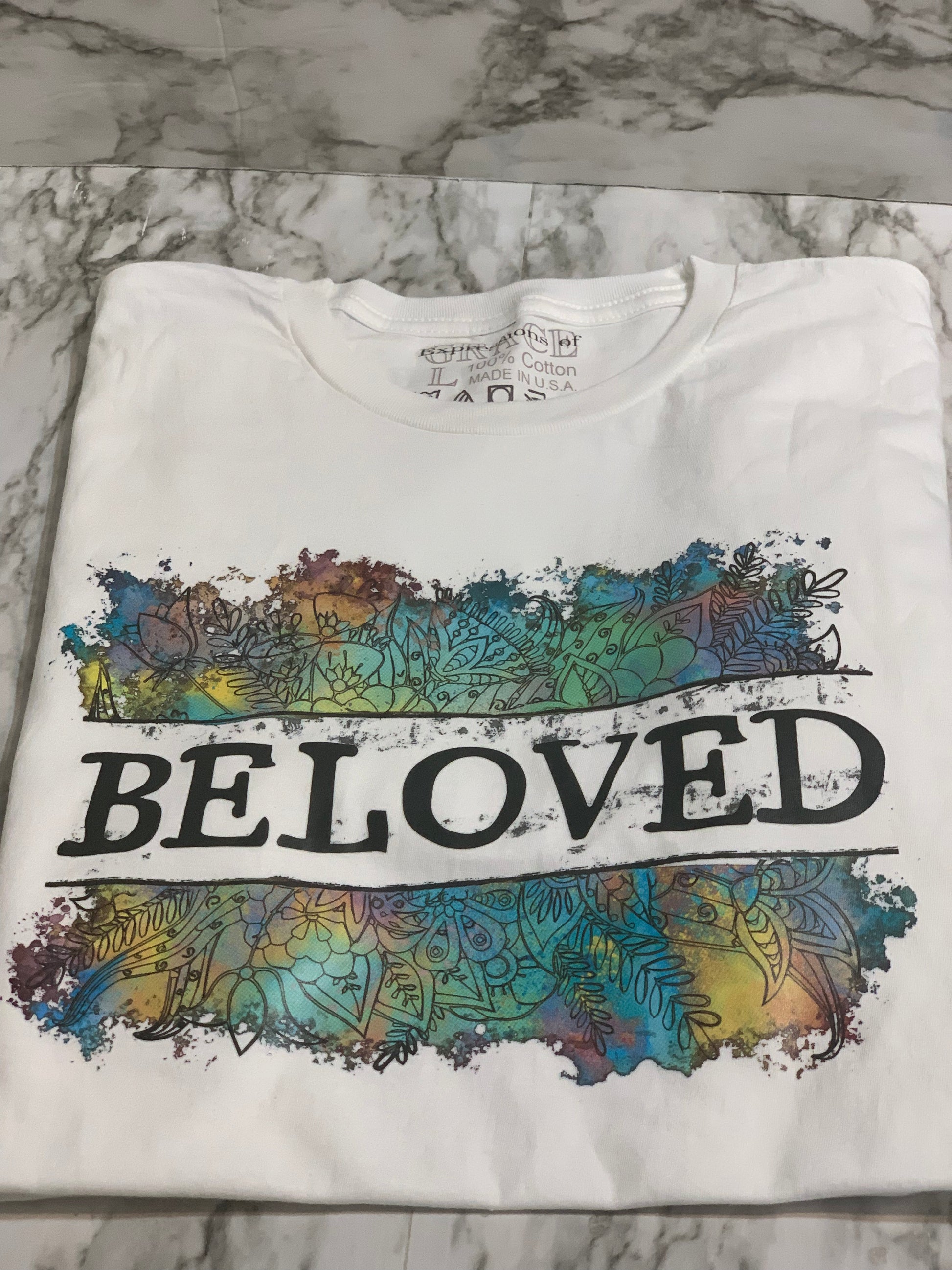 White Graphic T-Shirt | White Print T-Shirt | Expressions of GRACE Co.