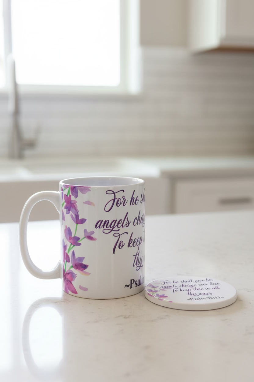Psalm 91 Scripture mug and coaster set | Expressions of GRACE Co.