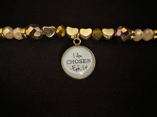 Earthy Goldtone "I Am Chosen" Charm Bracelet