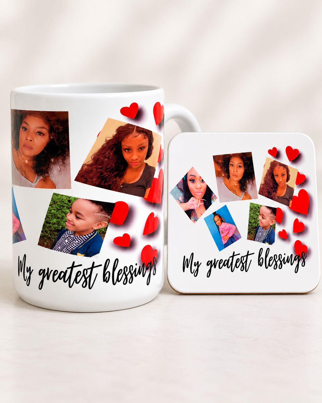 Personalized photo mug and matching coaster set | Expressions of GRACE Co.