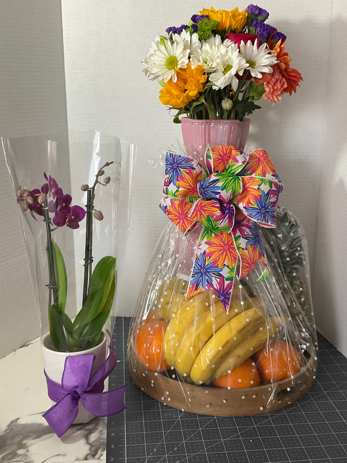 Fruit and floral custom gift basket with fresh fruit and flowers | Expressions of GRACE Co.
